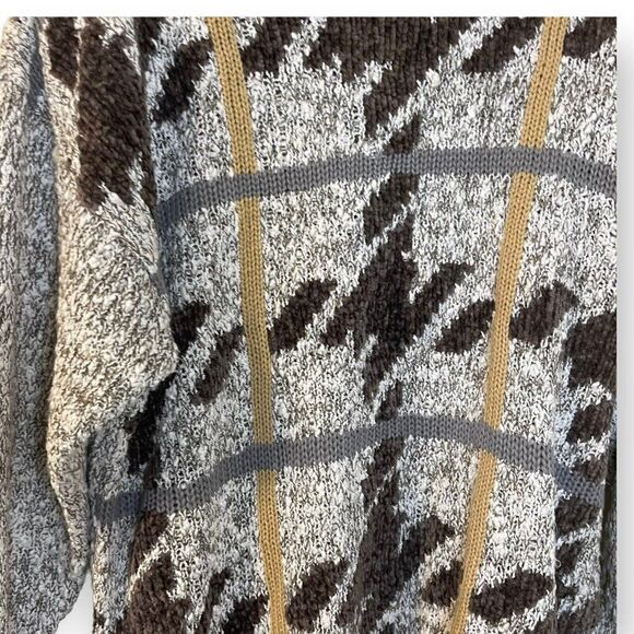 LOH Womens Gray Sweater Plus Size 22W Acrylic Vintage Retro Mixed Print Soft Top - Picture 6 of 6